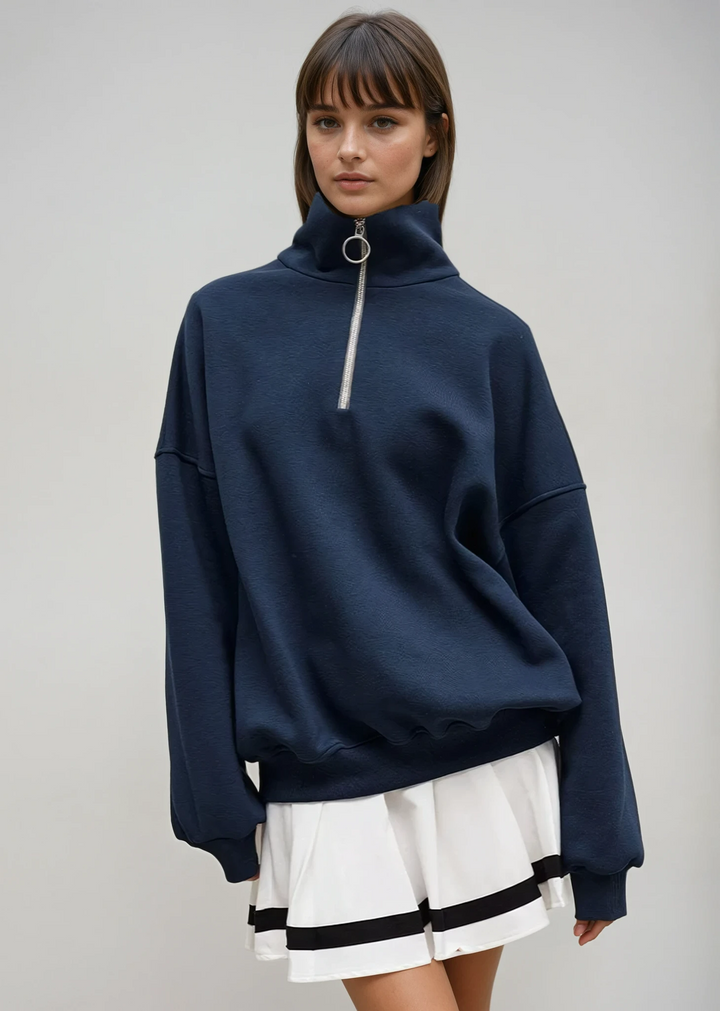 Relaxed Fit Zip-Up Sweater