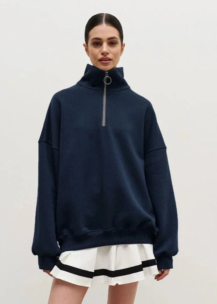 Relaxed Fit Zip-Up Sweater