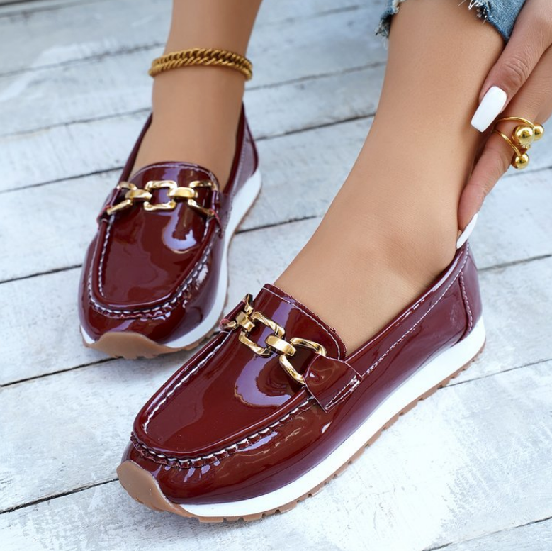 Eleanor - Shiny Bordeaux Loafers